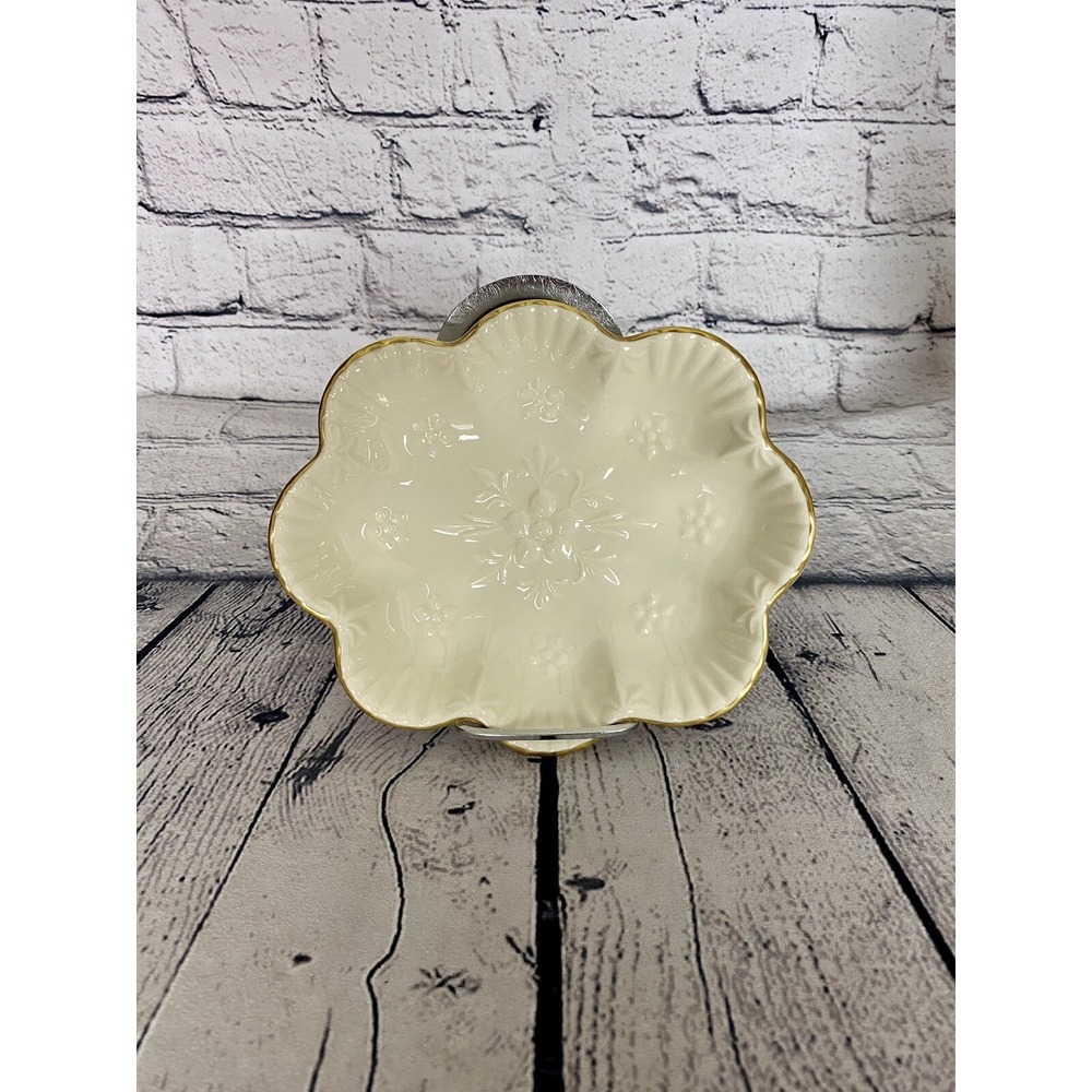Vintage Aynsley Camellia Bone China Oval Scalloped Trinket Dish Gold Trimmed‎ 7"
